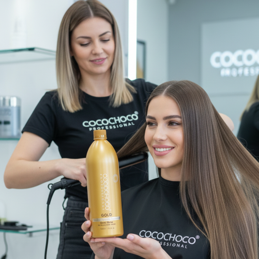 Establecer Tratamiento de cabello de oro con queratina brasileño 1000 ml y champú aclaratorio 400 ml | COCOCHOCO®