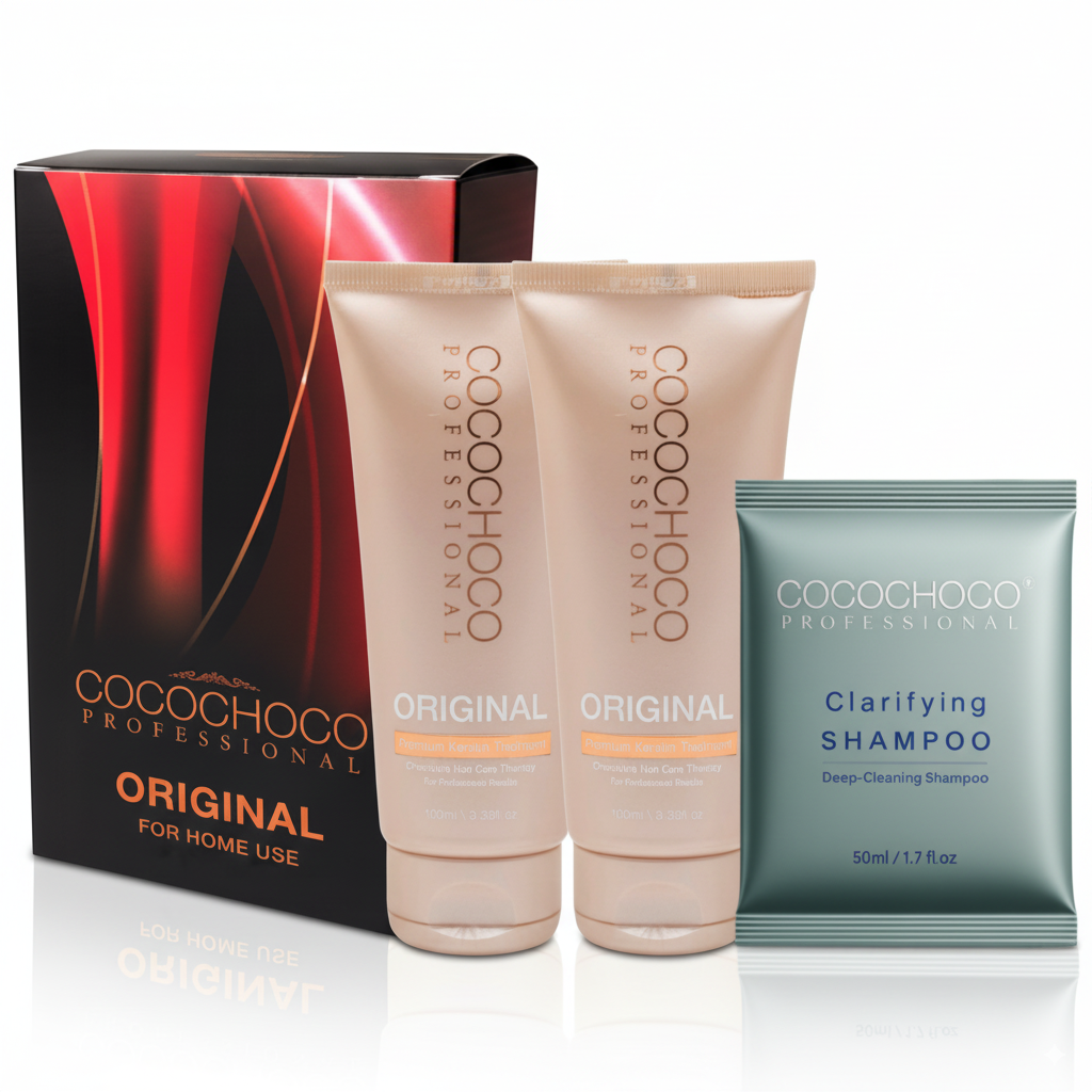 Establecer tratamiento de cabello original de queratina brasileño 200 ml - para cabello oscuro / grueso | COCOCHOCO®