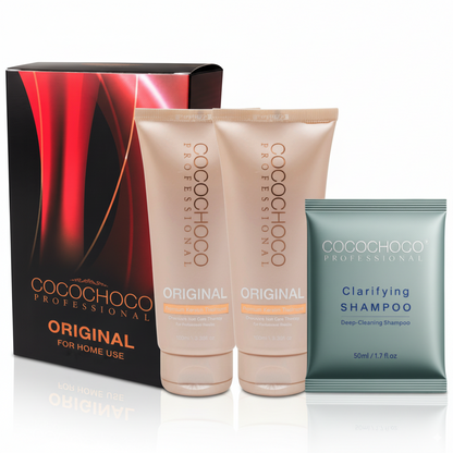 Establecer tratamiento de cabello original de queratina brasileño 200 ml - para cabello oscuro / grueso | COCOCHOCO®