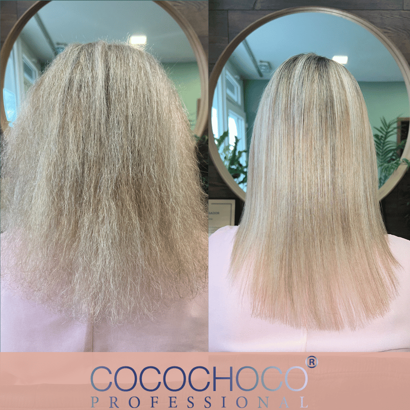 Establecer tratamiento de cabello original de queratina brasileño 500 ml (2 x 250 ml)- para cabello oscuro / grueso | COCOCHOCO®