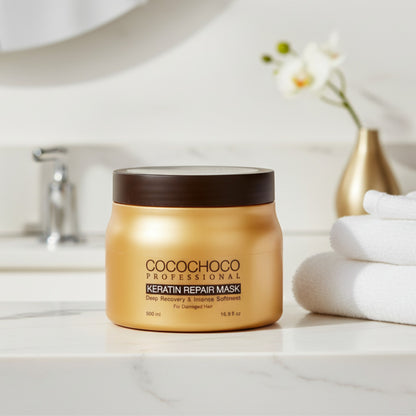 Máscara para el cabello de queratina para hidratación y regeneración 500 ml | COCOCHOCO®