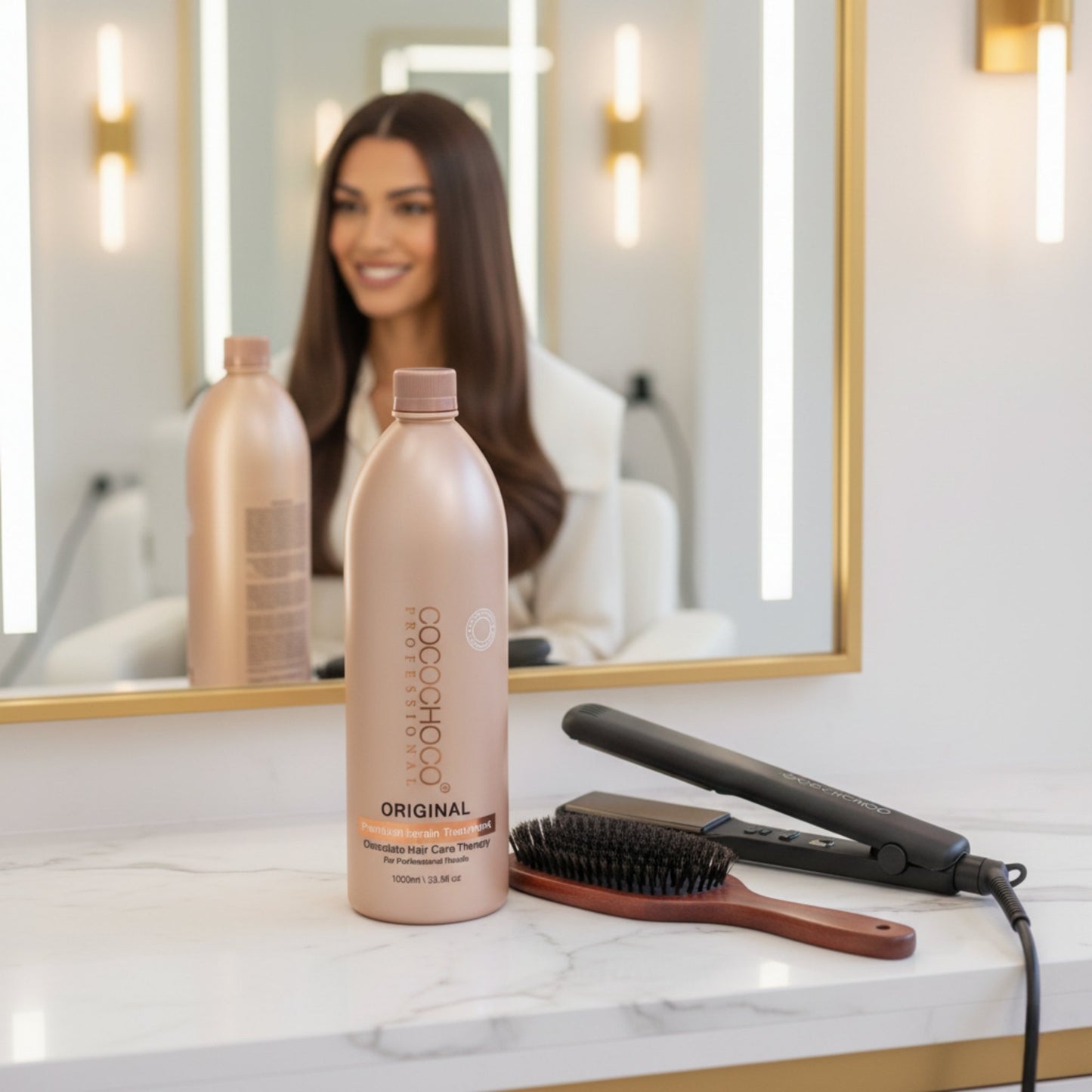 Set Brasilian Keratin Original Hair Treatment 2000 ml - Para cabello oscuro / grueso | COCOCHOCO®