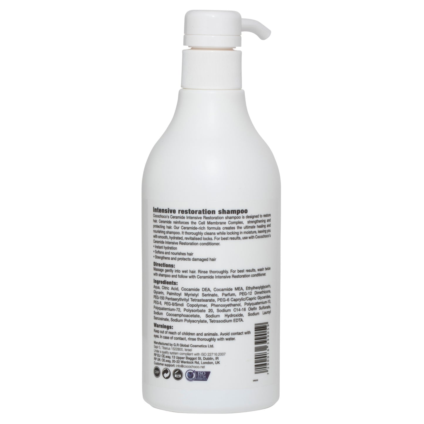 Restauración de ceramida intensiva Sulfato Free Sulfate Shampoo 500 ml | COCOCHOCO®