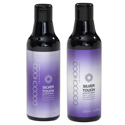 Establecer champú sin sulfato anti-amarillo + acondicionador de plata toque 2x 250 ml | COCOCHOCO®
